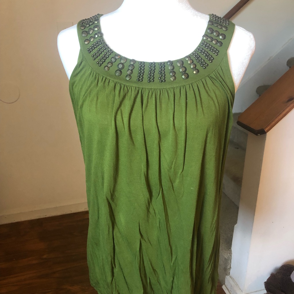 New Apt. 9 Medium Olive Green Sleeveless Tank With Copper Studs